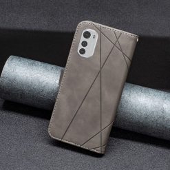 Lacné Kryty | Knižkové puzdro Rhombus sivé – Motorola Moto E32 / E32s | Lacné Kryty