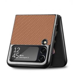 Kryt Cross Pattern Slim hnedý – Samsung Galaxy Z Flip 4 | Lacné Kryty Lacné Kryty | Kryt Cross Pattern Slim hnedý – Samsung Galaxy Z Flip 4 | Lacné Kryty