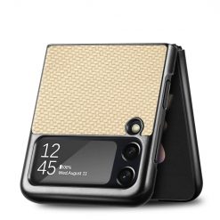 Lacné Kryty | Kryt Cross Pattern Slim zlatý – Samsung Galaxy Z Flip 4 | Lacné Kryty