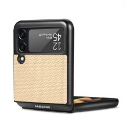 Lacné Kryty | Kryt Cross Pattern Slim zlatý – Samsung Galaxy Z Flip 4 | Lacné Kryty