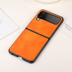Lacné Kryty | Kryt Shockproof Litchi Texture oranžový – Samsung Galaxy Z Flip 4 | Lacné Kryty