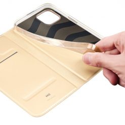 Lacné Kryty | Peňaženkové puzdro Dux Ducis Skin Pro zlaté – Apple iPhone 14 Plus | Lacné Kryty