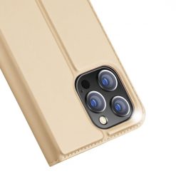 Lacné Kryty | Peňaženkové puzdro Dux Ducis Skin Pro zlaté – Apple iPhone 14 Pro Max | Lacné Kryty