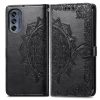 Lacné Kryty | Peňaženkové puzdro Embossing Pattern Mandala Flower modré – Motorola Moto G42 | Lacné Kryty