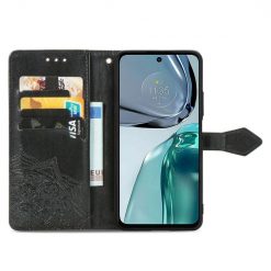 Lacné Kryty | Peňaženkové puzdro Embossing Pattern Mandala Flower čierne – Motorola Moto G42 | Lacné Kryty