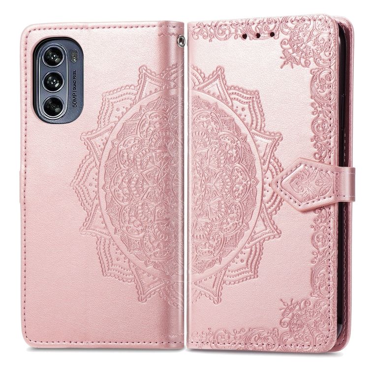 Peňaženkové puzdro Embossing Pattern Mandala Flower ružové – Motorola Moto G42