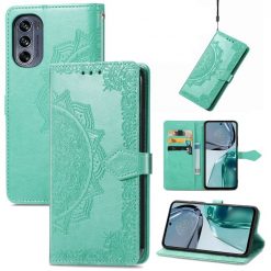 Lacné Kryty | Peňaženkové puzdro Embossing Pattern Mandala Flower zelené – Motorola Moto G42 | Lacné Kryty