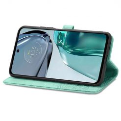Lacné Kryty | Peňaženkové puzdro Embossing Pattern Mandala Flower zelené – Motorola Moto G42 | Lacné Kryty
