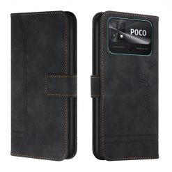 Lacné Kryty | Peňaženkové puzdro Retro Smile čierne – Xiaomi Poco C40 | Lacné Kryty