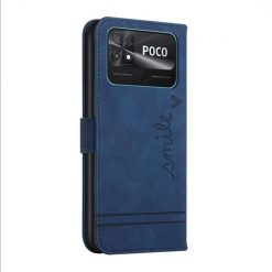 Peňaženkové puzdro Retro Smile modré – Xiaomi Poco C40 | Lacné Kryty Lacné Kryty | Peňaženkové puzdro Retro Smile modré – Xiaomi Poco C40 | Lacné Kryty