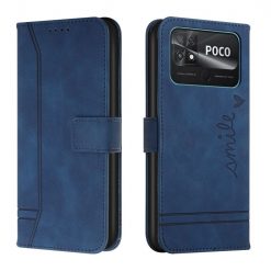 Peňaženkové puzdro Retro Smile modré – Xiaomi Poco C40 | Lacné Kryty Lacné Kryty | Peňaženkové puzdro Retro Smile modré – Xiaomi Poco C40 | Lacné Kryty