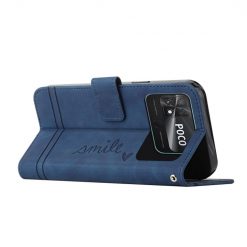 Peňaženkové puzdro Retro Smile modré – Xiaomi Poco C40 | Lacné Kryty Lacné Kryty | Peňaženkové puzdro Retro Smile modré – Xiaomi Poco C40 | Lacné Kryty