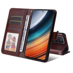 Peňaženkové puzdro Solid hnedé – Xiaomi Poco F4 | Lacné Kryty Lacné Kryty | Peňaženkové puzdro Solid hnedé – Xiaomi Poco F4 | Lacné Kryty