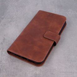 Lacné Kryty | Knižkové puzdro Smart Velvet hnedé – Apple iPhone 14 | Lacné Kryty