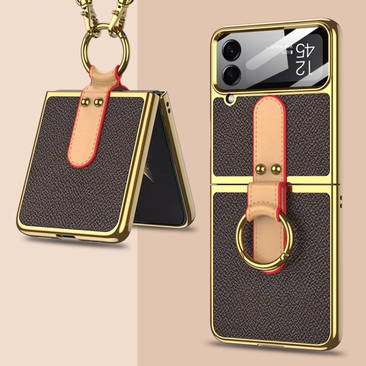 Kryt GKK Fashion Ring case hnedý – Samsung Galaxy Z Flip 4