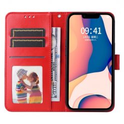 Lacné Kryty | Peňaženkové puzdro Embossing Pattern Slnečnica červené – Apple iPhone 14 | Lacné Kryty