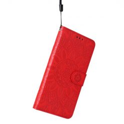 Lacné Kryty | Peňaženkové puzdro Embossing Pattern Slnečnica červené – Apple iPhone 14 Pro | Lacné Kryty