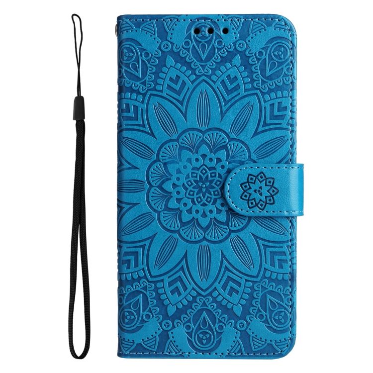Peňaženkové puzdro Embossing Pattern Slnečnica modré – Apple iPhone 14 Plus