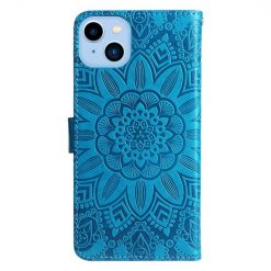 Peňaženkové puzdro Embossing Pattern Slnečnica modré – Apple iPhone 14 Plus | Lacné Kryty Lacné Kryty | Peňaženkové puzdro Embossing Pattern Slnečnica modré – Apple iPhone 14 Plus | Lacné Kryty