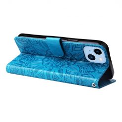 Peňaženkové puzdro Embossing Pattern Slnečnica modré – Apple iPhone 14 Plus | Lacné Kryty Lacné Kryty | Peňaženkové puzdro Embossing Pattern Slnečnica modré – Apple iPhone 14 Plus | Lacné Kryty