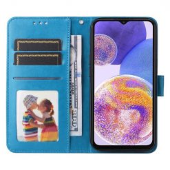 Peňaženkové puzdro Embossing Pattern Slnečnica modré – Samsung Galaxy A23 5G / M23 | Lacné Kryty Lacné Kryty | Peňaženkové puzdro Embossing Pattern Slnečnica modré – Samsung Galaxy A23 5G / M23 | Lacné Kryty