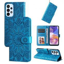 Peňaženkové puzdro Embossing Pattern Slnečnica modré – Samsung Galaxy A23 5G / M23 | Lacné Kryty Lacné Kryty | Peňaženkové puzdro Embossing Pattern Slnečnica modré – Samsung Galaxy A23 5G / M23 | Lacné Kryty