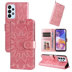Lacné Kryty | Peňaženkové puzdro Embossing Pattern Slnečnica ružové – Samsung Galaxy A23 5G / M23 | Lacné Kryty