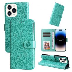 Peňaženkové puzdro Embossing Pattern Slnečnica zelené – Apple iPhone 14 Pro | Lacné Kryty Lacné Kryty | Peňaženkové puzdro Embossing Pattern Slnečnica zelené – Apple iPhone 14 Pro | Lacné Kryty