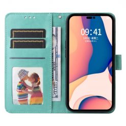 Peňaženkové puzdro Embossing Pattern Slnečnica zelené – Apple iPhone 14 Pro | Lacné Kryty Lacné Kryty | Peňaženkové puzdro Embossing Pattern Slnečnica zelené – Apple iPhone 14 Pro | Lacné Kryty