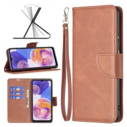 Lacné Kryty | Peňaženkové puzdro Retro Lambskin hnedé – Samsung Galaxy A23 5G | Lacné Kryty