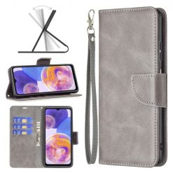 Lacné Kryty | Peňaženkové puzdro Retro Lambskin sivé – Samsung Galaxy A23 5G | Lacné Kryty