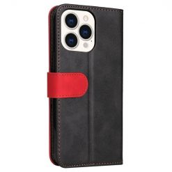 Lacné Kryty | Peňaženkové puzdro Stitching čierno-červené – Apple iPhone 14 Pro | Lacné Kryty