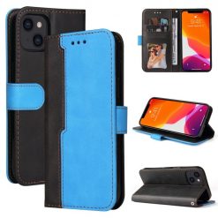Peňaženkové puzdro Stitching čierno-modré – Apple iPhone 14 | Lacné Kryty Lacné Kryty | Peňaženkové puzdro Stitching čierno-modré – Apple iPhone 14 | Lacné Kryty