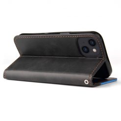 Peňaženkové puzdro Stitching čierno-modré – Apple iPhone 14 | Lacné Kryty Lacné Kryty | Peňaženkové puzdro Stitching čierno-modré – Apple iPhone 14 | Lacné Kryty