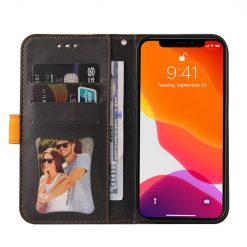 Lacné Kryty | Peňaženkové puzdro Stitching čierno-oranžové – Apple iPhone 14 | Lacné Kryty