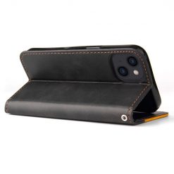 Lacné Kryty | Peňaženkové puzdro Stitching čierno-oranžové – Apple iPhone 14 | Lacné Kryty