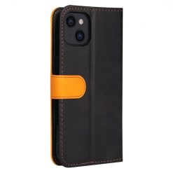 Lacné Kryty | Peňaženkové puzdro Stitching čierno-oranžové – Apple iPhone 14 Plus | Lacné Kryty