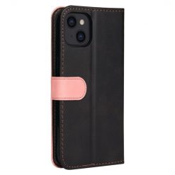 Lacné Kryty | Peňaženkové puzdro Stitching čierno-ružové – Apple iPhone 14 | Lacné Kryty