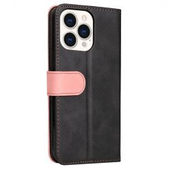 Peňaženkové puzdro Stitching čierno-ružové – Apple iPhone 14 Pro Max | Lacné Kryty Lacné Kryty | Peňaženkové puzdro Stitching čierno-ružové – Apple iPhone 14 Pro Max | Lacné Kryty
