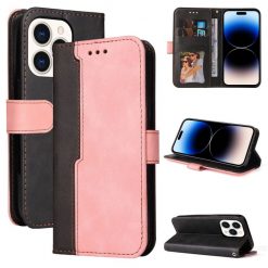 Peňaženkové puzdro Stitching čierno-ružové – Apple iPhone 14 Pro Max | Lacné Kryty Lacné Kryty | Peňaženkové puzdro Stitching čierno-ružové – Apple iPhone 14 Pro Max | Lacné Kryty
