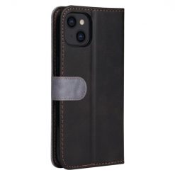 Lacné Kryty | Peňaženkové puzdro Stitching čierno-sivé – Apple iPhone 14 | Lacné Kryty