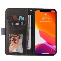 Lacné Kryty | Peňaženkové puzdro Stitching čierno-sivé – Apple iPhone 14 | Lacné Kryty