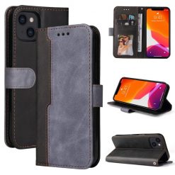 Lacné Kryty | Peňaženkové puzdro Stitching čierno-sivé – Apple iPhone 14 Plus | Lacné Kryty