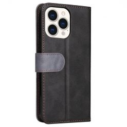 Lacné Kryty | Peňaženkové puzdro Stitching čierno-sivé – Apple iPhone 14 Pro Max | Lacné Kryty