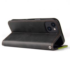 Peňaženkové puzdro Stitching čierno-zelené – Apple iPhone 14 | Lacné Kryty Lacné Kryty | Peňaženkové puzdro Stitching čierno-zelené – Apple iPhone 14 | Lacné Kryty