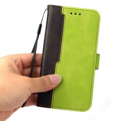 Peňaženkové puzdro Stitching čierno-zelené – Apple iPhone 14 | Lacné Kryty Lacné Kryty | Peňaženkové puzdro Stitching čierno-zelené – Apple iPhone 14 | Lacné Kryty