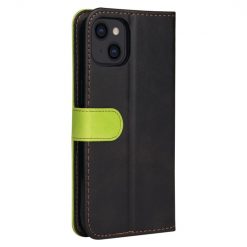 Lacné Kryty | Peňaženkové puzdro Stitching čierno-zelené – Apple iPhone 14 Plus | Lacné Kryty