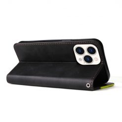 Peňaženkové puzdro Stitching čierno-zelené – Apple iPhone 14 Pro Max | Lacné Kryty Lacné Kryty | Peňaženkové puzdro Stitching čierno-zelené – Apple iPhone 14 Pro Max | Lacné Kryty