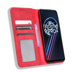 Lacné Kryty | Peňaženkové puzdro Retro Leather červené – Realme 9 (4G) / 9 Pro+ | Lacné Kryty