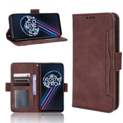 Lacné Kryty | Peňaženkové puzdro Slots case hnedé – Realme 9 (4G) / 9 Pro+ | Lacné Kryty